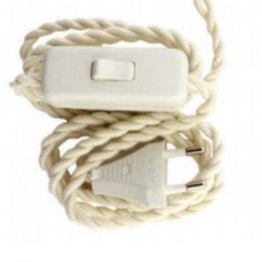 Cable trenzado con interruptor para lámparas (varios colores) 2 Cableado para lámpara con cable trenzado en color algodón