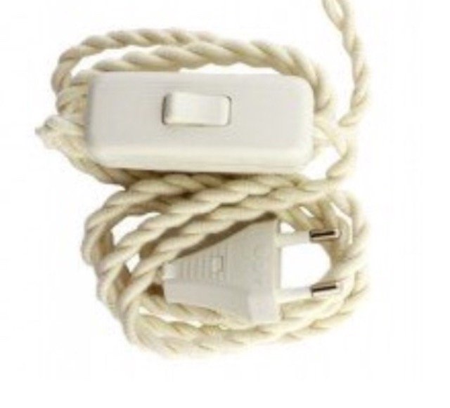 Cableado para lámpara con cable trenzado en color algodón Cableado para lámpara con cable trenzado en color algodón
