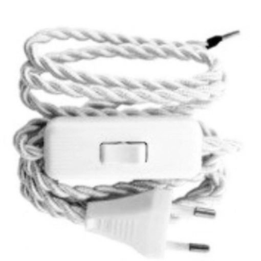 Cable trenzado con interruptor para lámparas (varios colores) 5 Cableado para lámpara con cable trenzado en color blanco