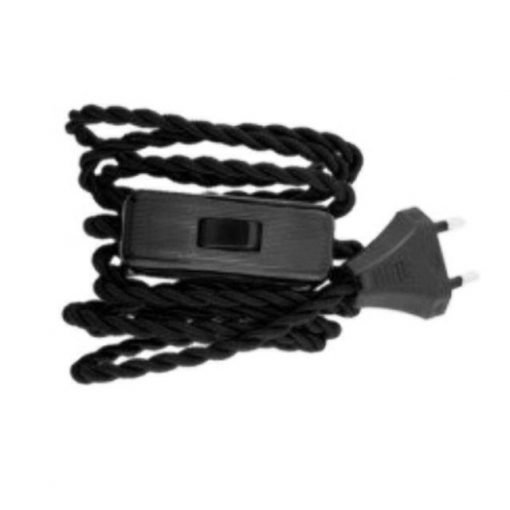 Cable trenzado con interruptor para lámparas (varios colores) 3 Cableado para lámpara con cable trenzado en color negro