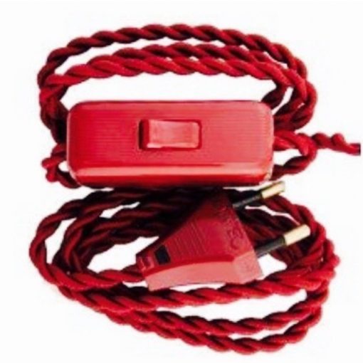 Cableado para lámpara con cable trenzado en color rojo