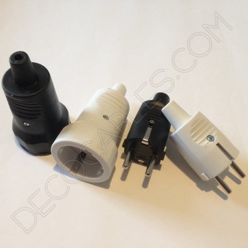 Clavija macho de goma con TT (Blanca o Negra) 3 Clavijas macho y hembra de goma con toma de tierra