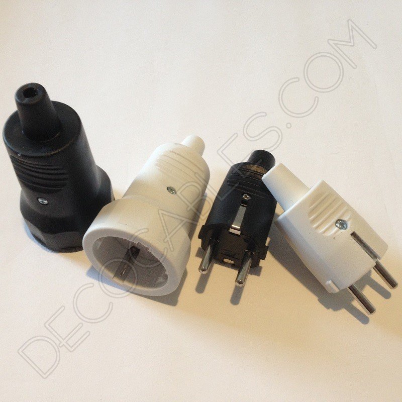 Clavijas macho y hembra de goma con toma de tierra Clavijas macho y hembra de goma con toma de tierra