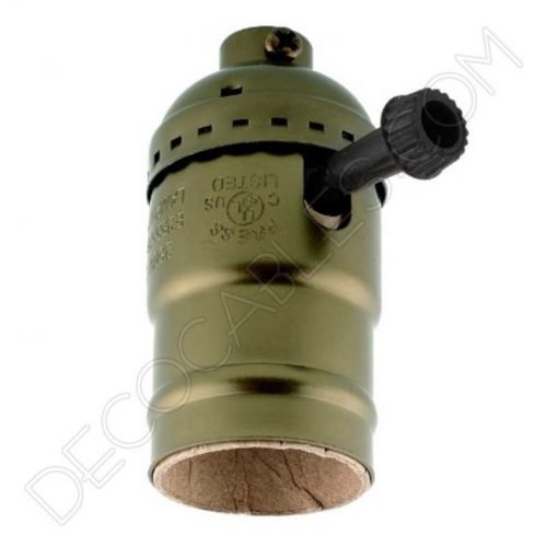 Portalámparas de latón con llave (varios colores) 11 Portalámparas de latón con interruptor giratorio color bronce