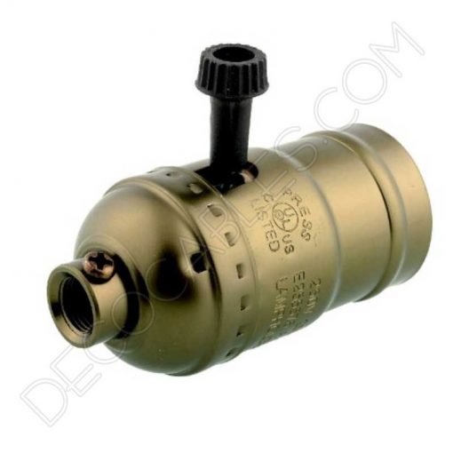 Portalámparas de latón con llave (varios colores) 12 Portalámparas de latón con interruptor giratorio color bronce