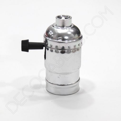 Portalámparas de latón con llave (varios colores) 8 Portalámparas de latón con llave giratoria en color cromado