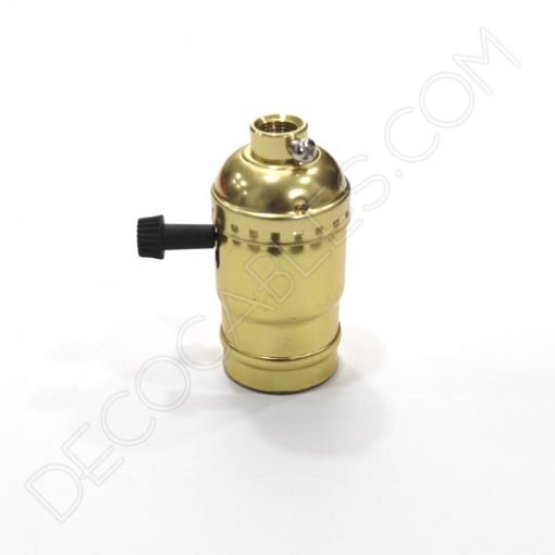 Portalámparas de latón con llave (varios colores) 5 Portalámparas de latón con llave giratoria en color dorado