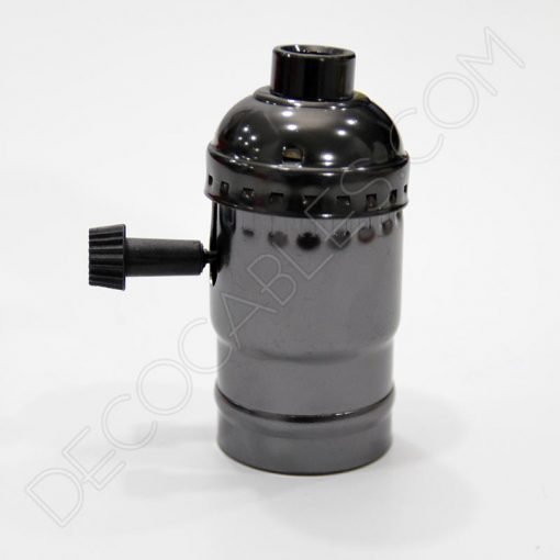 Portalámparas de latón con llave (varios colores) 2 Portalámparas de latón con llave giratoria en color negro