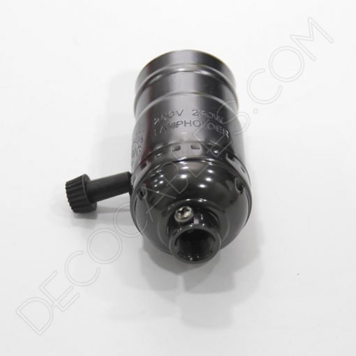 Portalámparas de latón con llave (varios colores) 3 Portalámparas de latón con llave giratoria en color negro