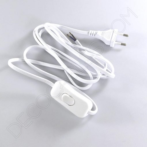 Cable plano con interruptor para lámparas (varios colores) 10 Cableado para lámpara con cable blanco