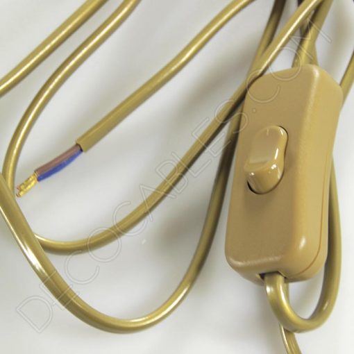 Cable plano con interruptor para lámparas (varios colores) 6 Cableado para lámpara con cable dorado