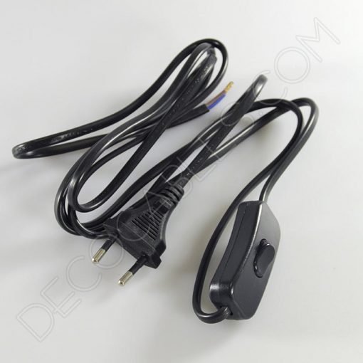 Cable plano con interruptor para lámparas (varios colores) 12 Cableado para lámpara con cable negro