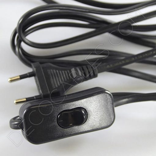Cable plano con interruptor para lámparas (varios colores) 11 Cableado para lámpara con cable negro