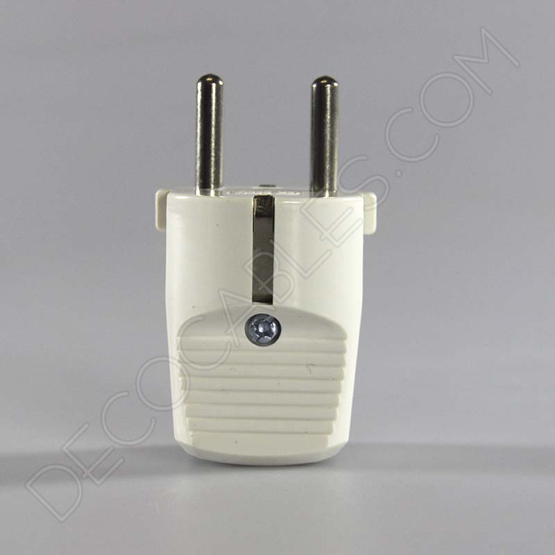 Clavija macho bipolar con toma de tierra blanca Clavija macho bipolar con toma de tierra blanca