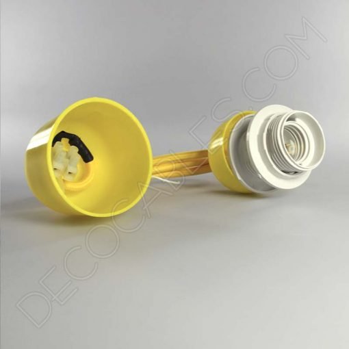 Lámparas colgantes para pantallas en suspensión con cable textil a juego en color amarillo
