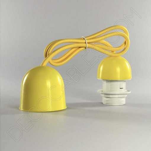 Lámparas colgantes para pantallas en suspensión con cable textil a juego en color amarillo