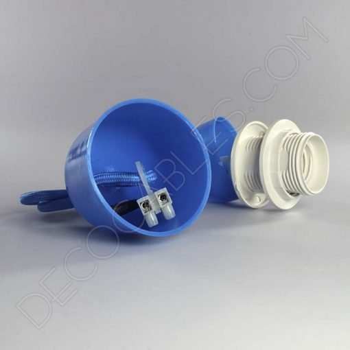 Lámparas colgantes para pantallas en suspensión con cable textil a juego en color azul