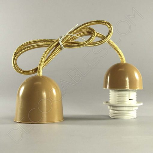 Lámparas colgantes para pantallas en suspensión con cable textil a juego en color dorado