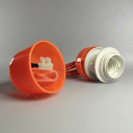 Lámparas colgantes para pantallas en suspensión con cable textil a juego en color naranja