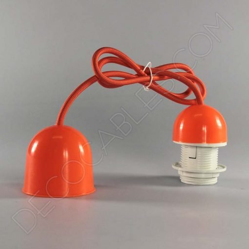 Lámparas colgantes para pantallas en suspensión con cable textil a juego en color naranja