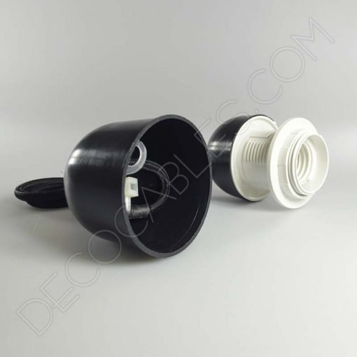 Lámparas colgantes para pantallas en suspensión con cable textil a juego en color negro