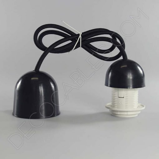 Lámparas colgantes para pantallas en suspensión con cable textil a juego en color negro