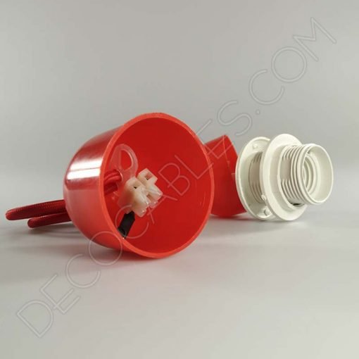 Lámparas colgantes para pantallas en suspensión con cable textil a juego en color rojo