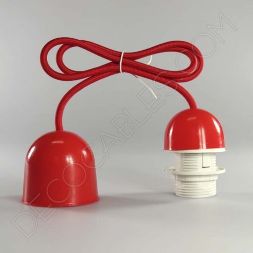 Lámparas colgantes para pantallas en suspensión con cable textil a juego en color rojo