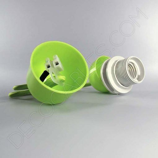 Lámparas colgantes para pantallas en suspensión con cable textil a juego en color verde