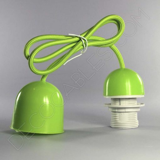 Lámparas colgantes para pantallas en suspensión con cable textil a juego en color verde