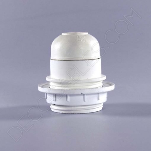 Portalámparas para pantalla E27 (varios colores) 4 Portalámparas de baquelita para pantallas con arandela en color blanco