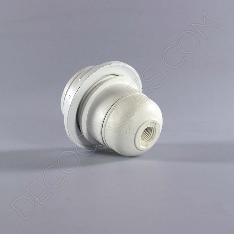 Portalámparas de baquelita para pantallas con arandela en color blanco Portalámparas de baquelita para pantallas con arandela en color blanco