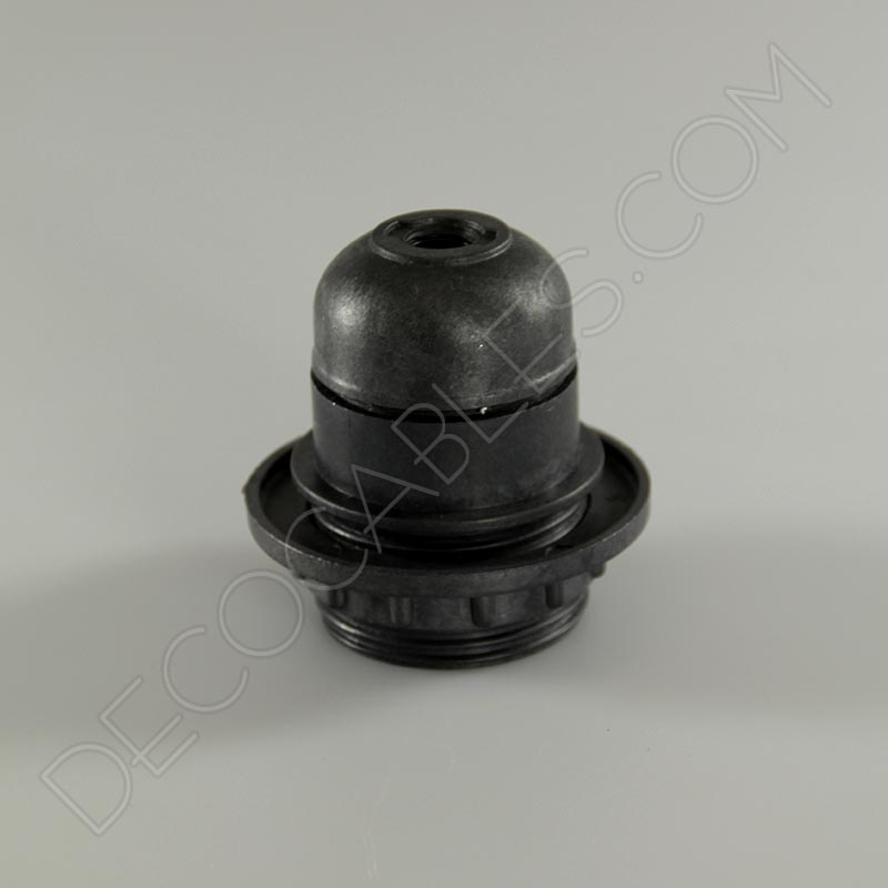 Portalámparas de baquelita para pantallas con arandela en color negro Portalámparas de baquelita para pantallas con arandela en color negro