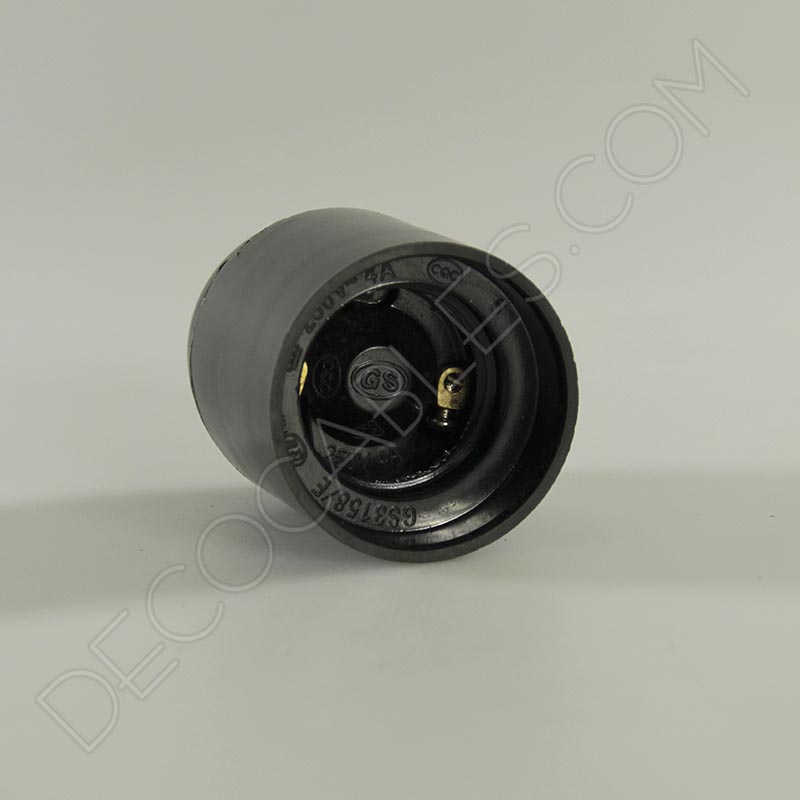 Portalámparas de baquelita liso en color negro casquillo E27 Portalámparas de baquelita liso en color negro casquillo E27