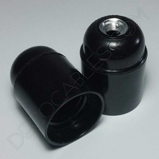 Lámpara araña de 6 brazos (negra) 5 Portalámparas de baquelita liso color negro casquillo E27