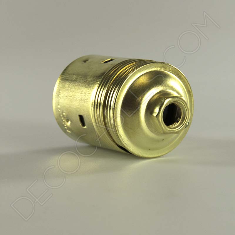 Portalámparas metálico liso de latón en color dorado casquillo E27 Portalámparas metálico liso de latón en color dorado casquillo E27