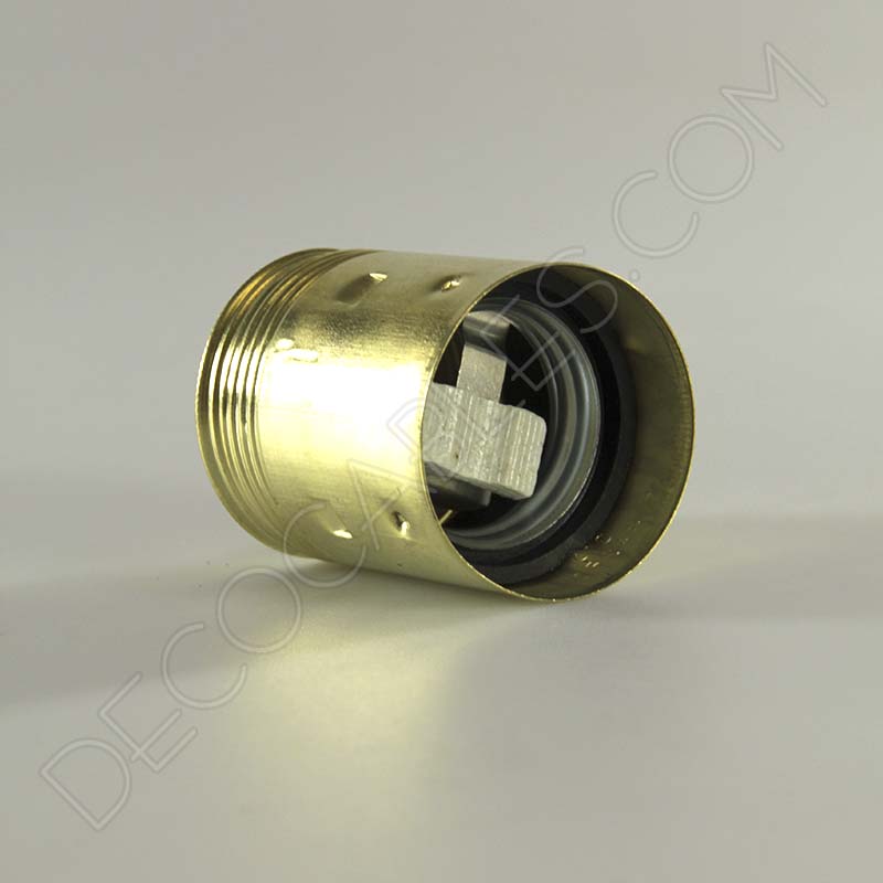 Portalámparas metálico liso de latón en color dorado casquillo E27 Portalámparas metálico liso de latón en color dorado casquillo E27