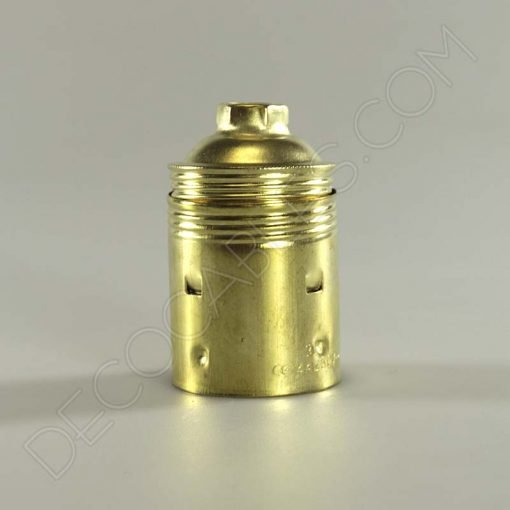 Portalámparas metálico liso de latón en color dorado casquillo E27