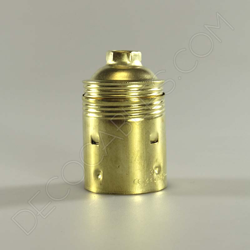 Portalámparas metálico liso de latón en color dorado casquillo E27 Portalámparas metálico liso de latón en color dorado casquillo E27