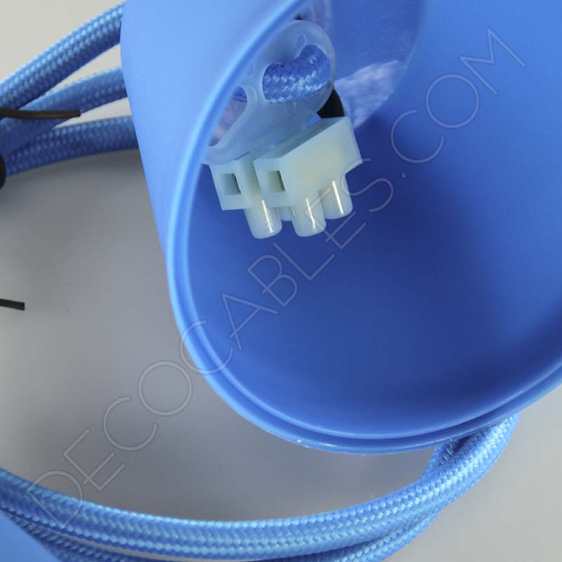 Lámparas colgantes de silicona en suspensión con cable textil a juego en color azul Lámparas colgantes de silicona en suspensión con cable textil a juego en color azul