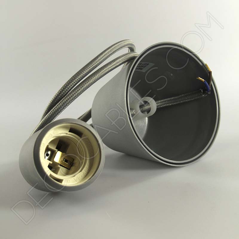 Lámparas colgantes de silicona en suspensión con cable textil a juego en color gris Lámparas colgantes de silicona en suspensión con cable textil a juego en color gris