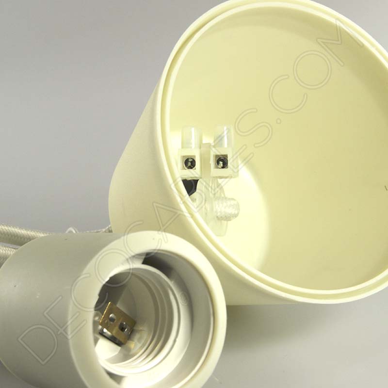 Lámparas colgantes de silicona en suspensión con cable textil a juego en color marfil Lámparas colgantes de silicona en suspensión con cable textil a juego en color marfil