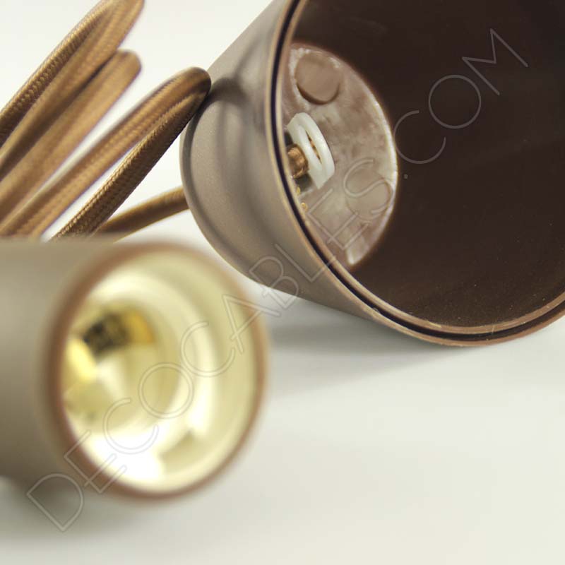 Lámparas colgantes de silicona en suspensión con cable textil a juego en color marrón Lámparas colgantes de silicona en suspensión con cable textil a juego en color marrón