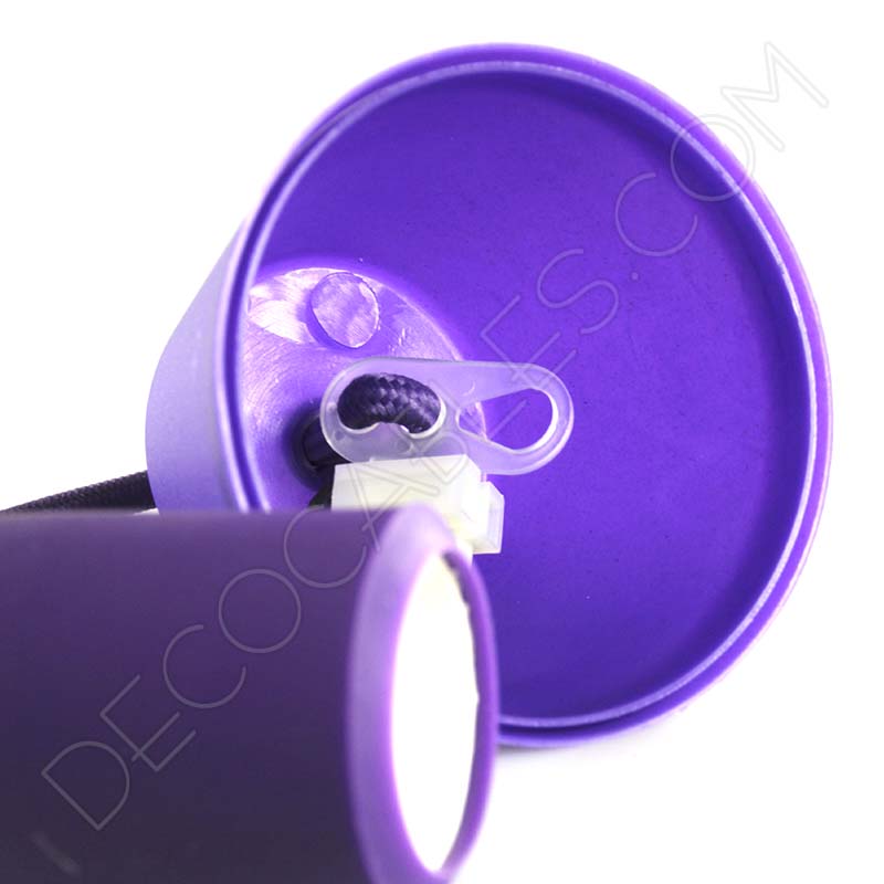 Lámparas colgantes de silicona en suspensión con cable textil a juego en color morado Lámparas colgantes de silicona en suspensión con cable textil a juego en color morado