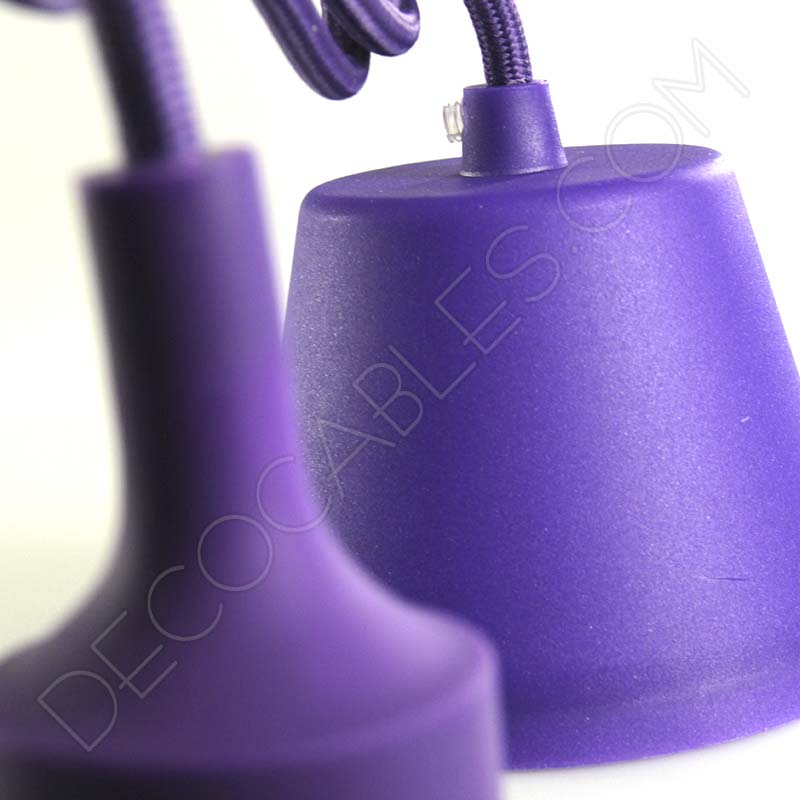 Lámparas colgantes de silicona en suspensión con cable textil a juego en color morado Lámparas colgantes de silicona en suspensión con cable textil a juego en color morado