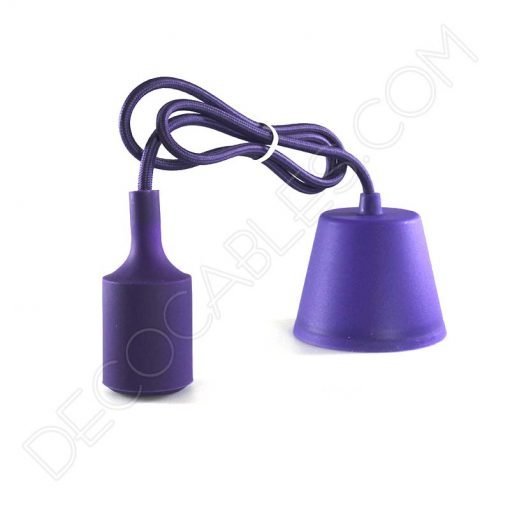 Lámparas colgantes de silicona en suspensión con cable textil a juego en color morado