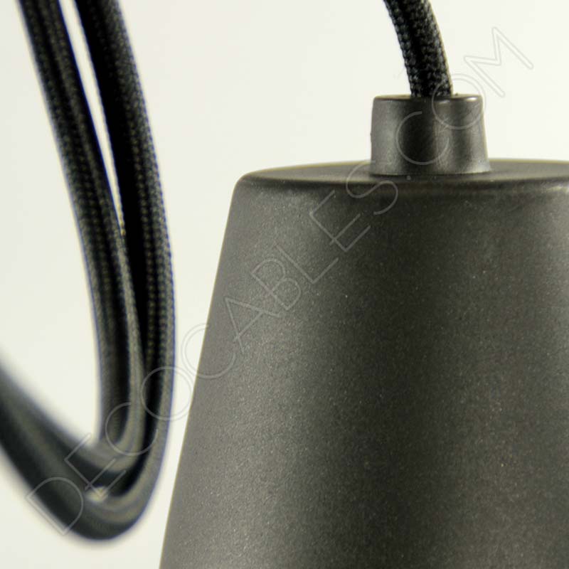 Lámparas colgantes de silicona en suspensión con cable textil a juego en color negro Lámparas colgantes de silicona en suspensión con cable textil a juego en color negro