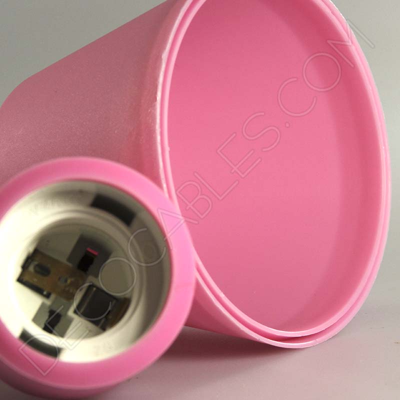 Lámparas colgantes de silicona en suspensión con cable textil a juego en color rosa Lámparas colgantes de silicona en suspensión con cable textil a juego en color rosa