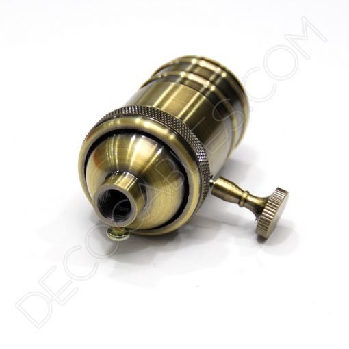 Portalámparas vintage metálico con interruptor 12 Portalámparas estilo vintage con interruptor en color anticuario