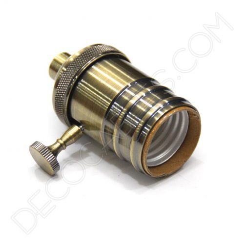 Portalámparas vintage metálico con interruptor 13 Portalámparas estilo vintage con interruptor en color anticuario